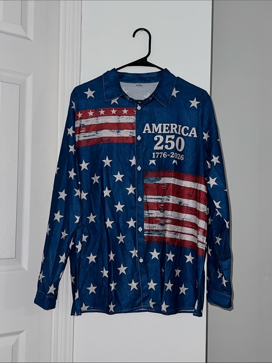 Tops - America 250 Patriotic Button Up Shirt Stars & Stripes